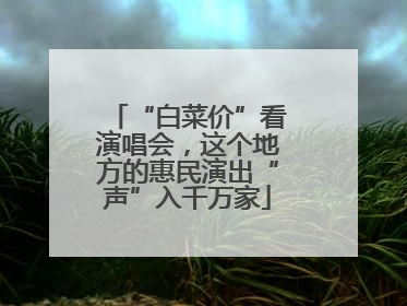 “白菜价”看演唱会，这个地方的惠民演出“声”入千万家