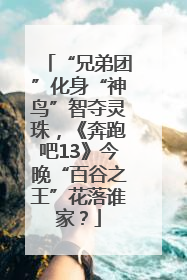 “兄弟团”化身“神鸟”智夺灵珠，《奔跑吧13》今晚“百谷之王”花落谁家？