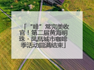 “啡”常完美收官！第二届黄海明珠・凤凰城市咖啡季活动圆满结束