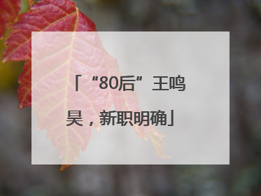 “80后”王鸣昊，新职明确