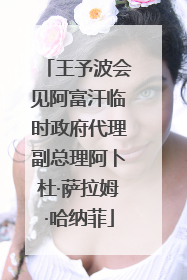 王予波会见阿富汗临时政府代理副总理阿卜杜·萨拉姆·哈纳菲