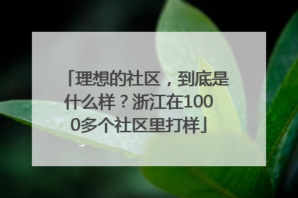 理想的社区，到底是什么样？浙江在1000多个社区里打样