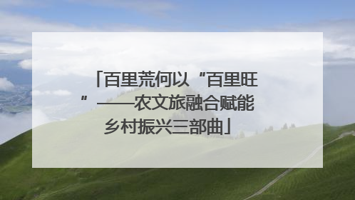 百里荒何以“百里旺”——农文旅融合赋能乡村振兴三部曲