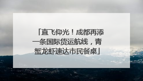 直飞仰光！成都再添一条国际货运航线，青蟹龙虾速达市民餐桌