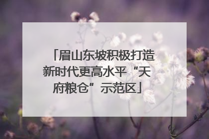 眉山东坡积极打造新时代更高水平“天府粮仓”示范区