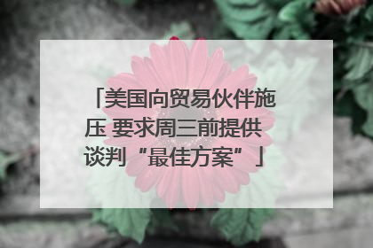 美国向贸易伙伴施压 要求周三前提供谈判“最佳方案”