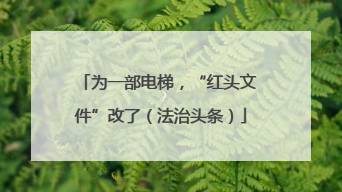 为一部电梯，“红头文件”改了（法治头条）