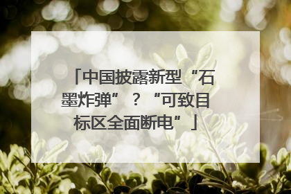 中国披露新型“石墨炸弹”？“可致目标区全面断电”