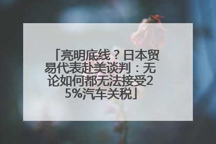 亮明底线？日本贸易代表赴美谈判：无论如何都无法接受25%汽车关税