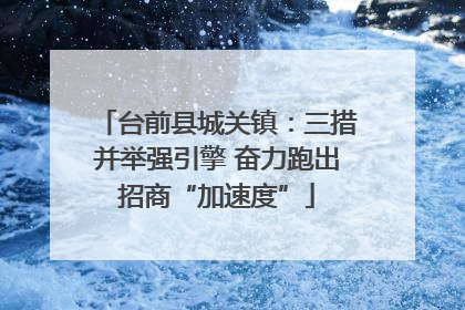 台前县城关镇：三措并举强引擎 奋力跑出招商“加速度”