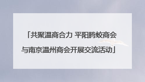 共聚温商合力 平阳腾蛟商会与南京温州商会开展交流活动