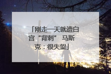 刚走一天就遭白宫“背刺” 马斯克：很失望