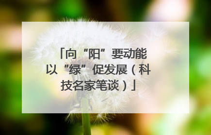 向“阳”要动能 以“绿”促发展（科技名家笔谈）