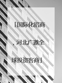国际化招商，河北广邀全球投资客商