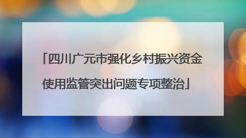 四川广元市强化乡村振兴资金使用监管突出问题专项整治