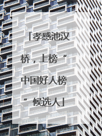 孝感池汉桥，上榜“中国好人榜”候选人