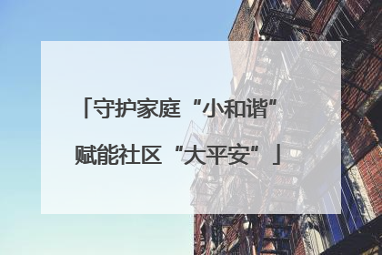 守护家庭“小和谐” 赋能社区“大平安”