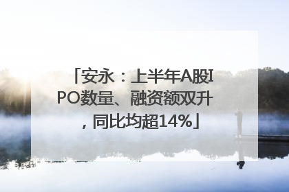 安永：上半年A股IPO数量、融资额双升，同比均超14%