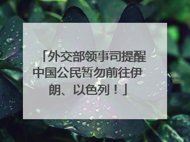 外交部领事司提醒中国公民暂勿前往伊朗、以色列！