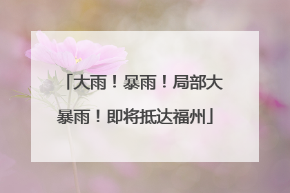 大雨！暴雨！局部大暴雨！即将抵达福州