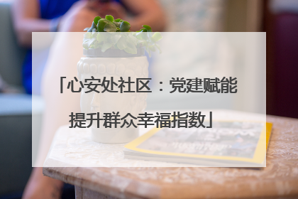 心安处社区：党建赋能 提升群众幸福指数