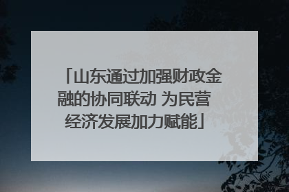 山东通过加强财政金融的协同联动 为民营经济发展加力赋能