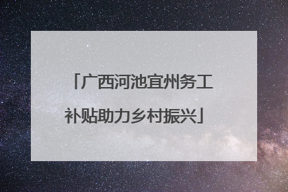 广西河池宜州务工补贴助力乡村振兴