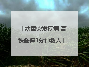 幼童突发疾病 高铁临停3分钟救人