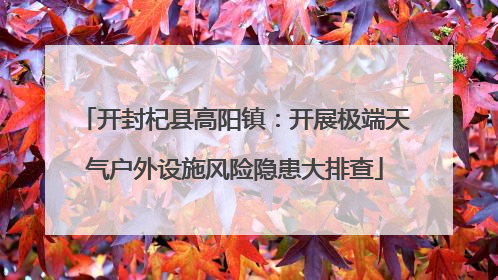 开封杞县高阳镇：开展极端天气户外设施风险隐患大排查