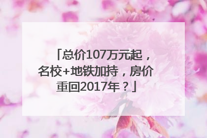总价107万元起，名校+地铁加持，房价重回2017年？