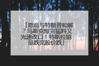 愿意与特朗普和解？马斯克爆完猛料又光速改口！特斯拉销量跌完股价跌