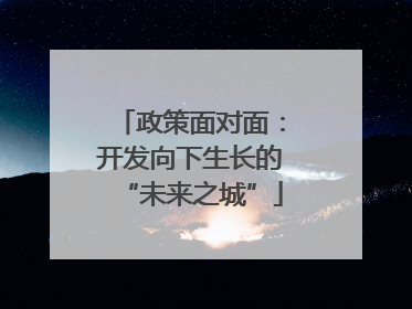 政策面对面：开发向下生长的“未来之城”