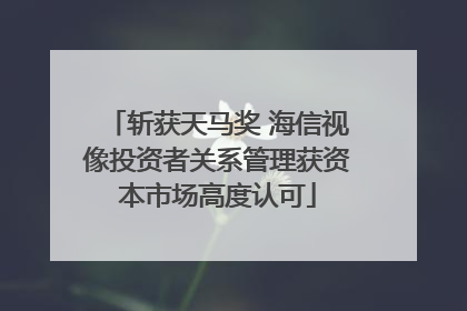 斩获天马奖 海信视像投资者关系管理获资本市场高度认可