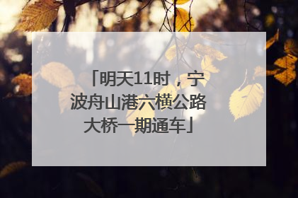 明天11时，宁波舟山港六横公路大桥一期通车