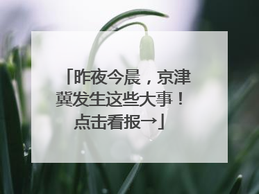 昨夜今晨，京津冀发生这些大事！点击看报→