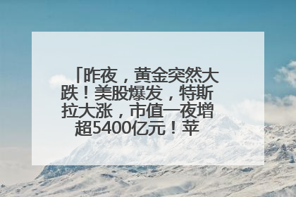 昨夜，黄金突然大跌！美股爆发，特斯拉大涨，市值一夜增超5400亿元！苹果传来大消息