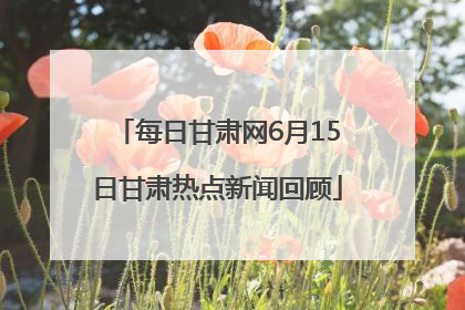 每日甘肃网6月15日甘肃热点新闻回顾