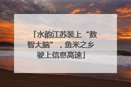 水韵江苏装上“数智大脑”，鱼米之乡驶上信息高速
