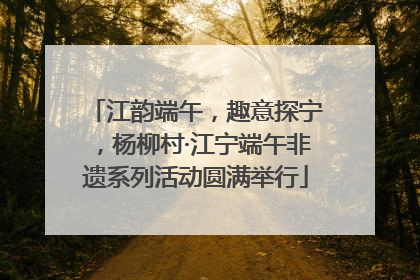 江韵端午，趣意探宁，杨柳村·江宁端午非遗系列活动圆满举行