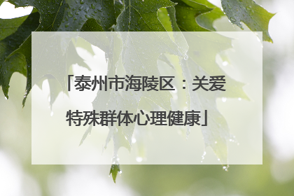 泰州市海陵区：关爱特殊群体心理健康