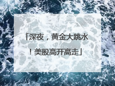 深夜，黄金大跳水！美股高开高走
