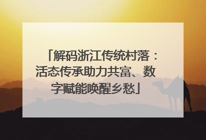 解码浙江传统村落：活态传承助力共富、数字赋能唤醒乡愁