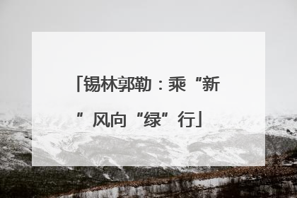 锡林郭勒：乘“新”风向“绿”行