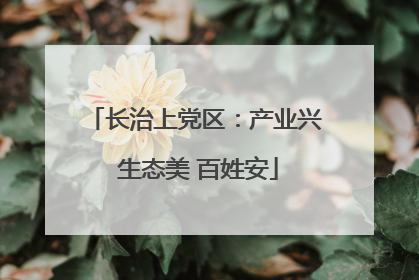 长治上党区：产业兴 生态美 百姓安