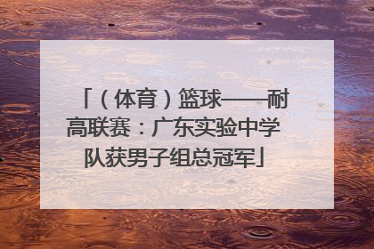 （体育）篮球——耐高联赛：广东实验中学队获男子组总冠军
