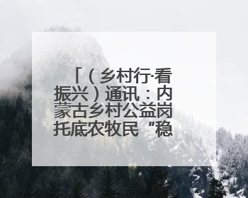 （乡村行·看振兴）通讯：内蒙古乡村公益岗托底农牧民“稳稳的幸福”