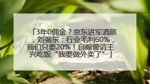 3年0佣金？京东进军酒旅，刘强东：行业毛利60%，我们只要20%！自曝曾请王兴吃饭“我要做外卖了”