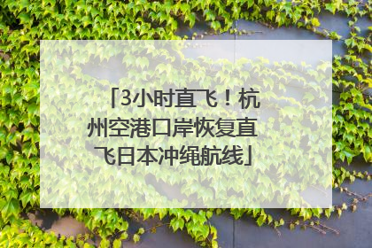 3小时直飞！杭州空港口岸恢复直飞日本冲绳航线