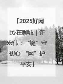 2025好网民·在聊城｜许宏伟：“键”守初心 “网”护平安